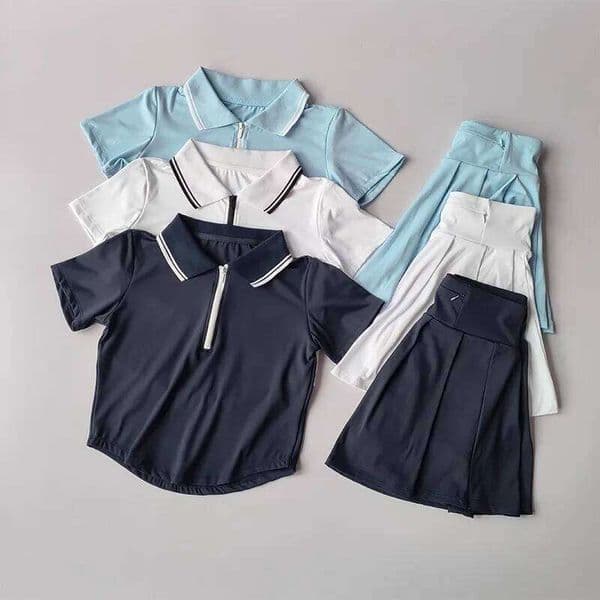 Women's 2-Piece Tennis Sets Polo Sports Suit Stretchy Workout Shirt Outfits Golf Badminton Training Slim Fit Tracksuits 26W0516
