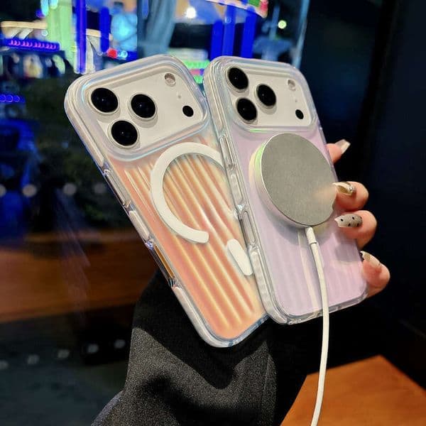 Rimowalugage Phone Case Designer Rimo Phone Case Fashion Gradient Iridescent Luggage Style Case Suitable For 17 Phone Case Pro Max Corrugated Stripe Magnetic