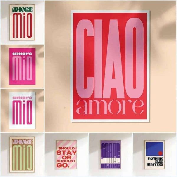 Minimalism Posters Quotes Wall Art Canvas Painting Inspired Music Ciao Amore With Love Prints Living Room Home Decor 26L0519