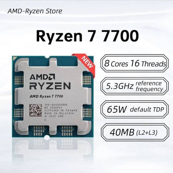 New Amd Ryzen R7 7700 Cpu Processor 38Ghz 8-Core 16-Thread Cpu L332M Socket Am5