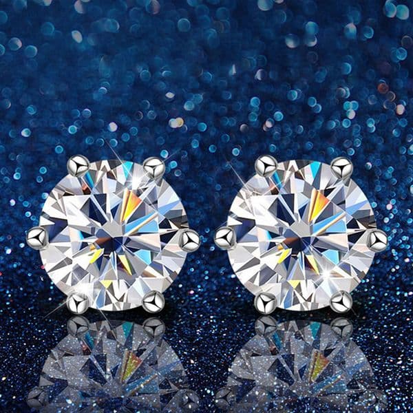 Classic Six Claw Authentic Dcolor Mozambique Diamond Earrings For Women 925 Pure Silver Plated 18k Gold
