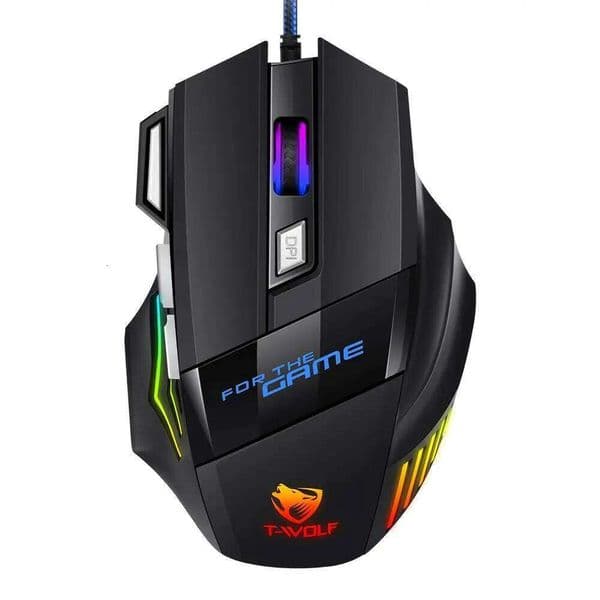T-WOLF Wired Gaming 7-Button RGB Backlit Ergonomic Mechanical Mouse for PC Gamer 26Y0519