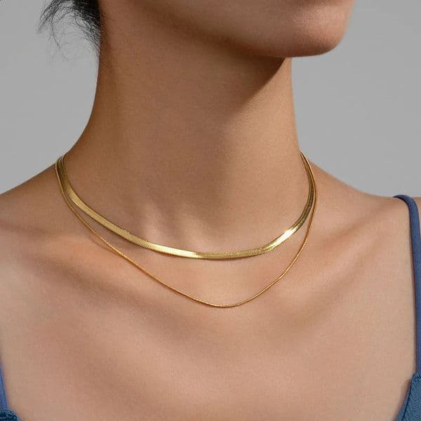 Classic Unisex Flat Snake Chain Choker Necklace For Women Stainless Steel Herringbone Gold Silver Color Fashion Jewelry Gift 260518