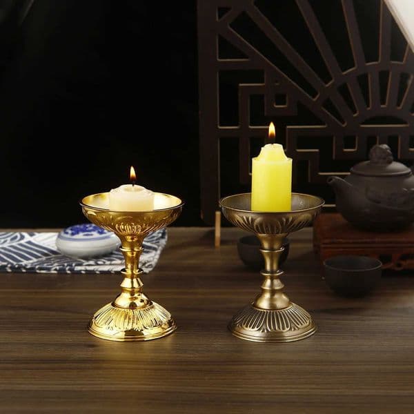 1PC Vintage Candle Holders Metal Candlestick Butter Lamp Holder Long Lamp Candlestick Put Candle Cup Home Decor L260519