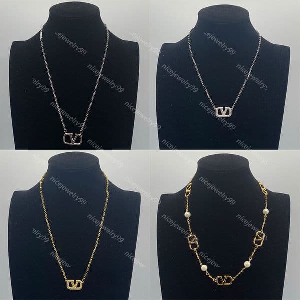 Brass Necklace Crystal Rhinestone Pearl Chains Designer Necklace Wedding Party Jewelry Fashion Accessories