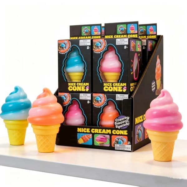 Schylling NeeDoh Nice Cream Cone Decompression Toy Soft Slow-Rise Squeeze Fidget Toy Stress Relief Sensory Toy for Anxiety Office & Classroom