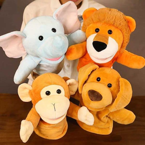 25cm Kawaii Animal Elephant Monkey Lion Dog Stuffed Plush Hand Puppets Educational Toys For Family Playgame Time Doll L260519KD9V