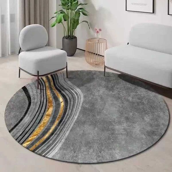 Minimalist Round Rug with Modern Abstract Design Soft Floor Mat for Living Room Bedside Chair Sophisticated DecorJ260519