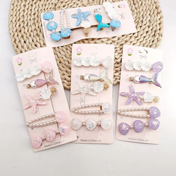 520PCS Shell Starfish Hair Clips Ocean Series Mermaid Hairpins Girls Summer Beach Bang Clip Princess Barrette Accessories 260518