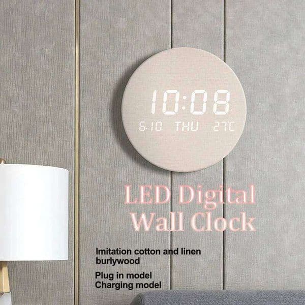 LED Digital Temperature Date Time Multi-function Display Living Room Home Bedroom Silent Fashion Wall Clock W260519