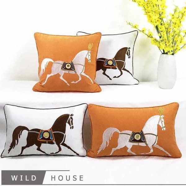 Luxury Designer Design Luxury Throw Cushion Covers art Horse Embroidery Modern Style Couch Sofa Cover For Living Room Bedroom Free Shipping 021