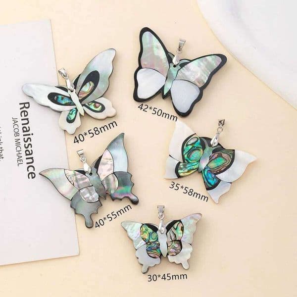 55x30mm Butterfly-Shaped Animal Pendant Natural Shell Semi-Finished Charms for Jewelry Making DIY Necklace Earrings Accessories