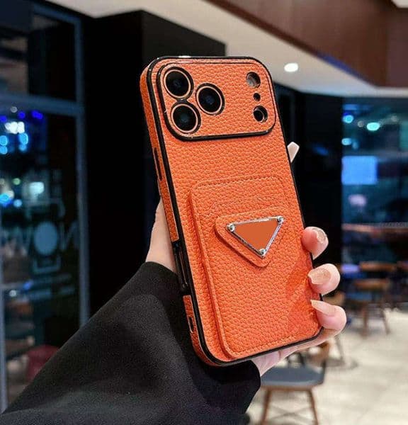 Triangle Phone Case Designer Card Pocket Luxury iPhone Case - Lens Cap & Holder Cover for iPhone 17 Pro Max,16 Pro,15 Plus,14 Pro,13 Classic Style Accessories AAA RE