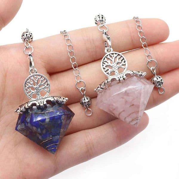 1pc Natural Diamond Shape Pendulum Crystal Agate Resin Crushed Stone Charms for Jewelry Making DIY Necklace Accessories