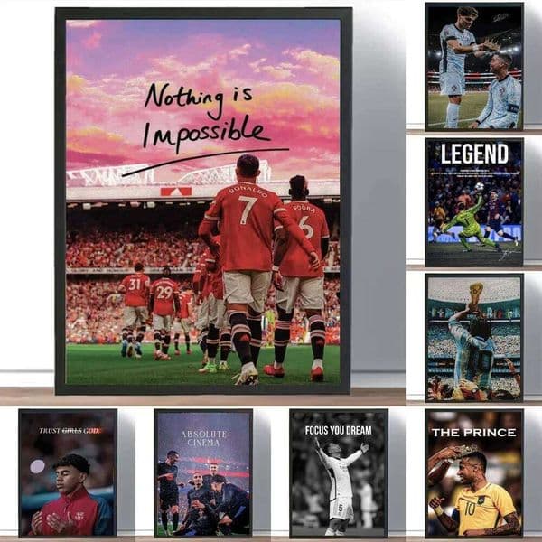 Modern Inspirational Football Wall Art Famous Footballers Canvas Prints Motivational Quotes Suitable for Gym Office Bedroom 26L0519