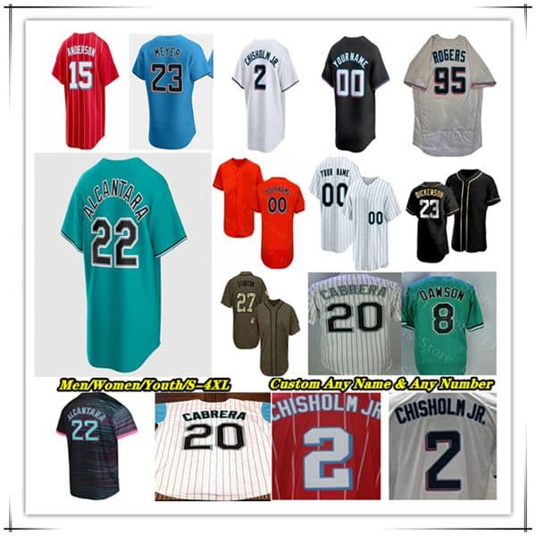 Sandy Alcantara MiamiS Marlins Baseball Jersey Max Meyer Otto Lopez Xavier Edwards Eury Perez Jakob Marsee Liam Hicks Connor Norby Agustin Ramirez Caissie Sanoja 4X