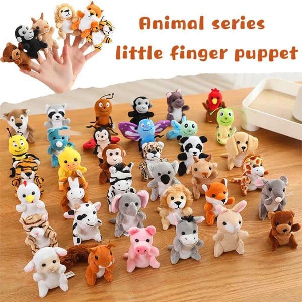 Animal Series Plush Finger Puppets Tiger Koala Monkey Fox Giraffe Zebra Duck Leopard Boy Girls Kids Role Play Dress Up Soft Gift L260519RVZ5
