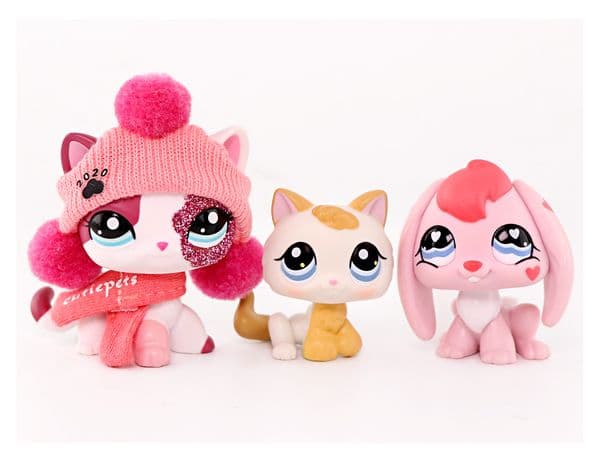 3 pcs LPS Pet Toy Little Pet Figure Shorthair Cat 2291 Kitten 134 Rabbit 557 Collectible Kid Gift Playset