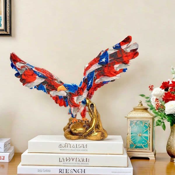 New light luxury eagle resin ornament with transfer print creative decoration for study desk and living room gift L2605195P65