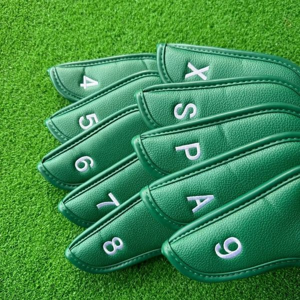 10pcs Golf Irons Cover PU Head Covers 49 PASX Green Color Clubs Headcover Set 260518