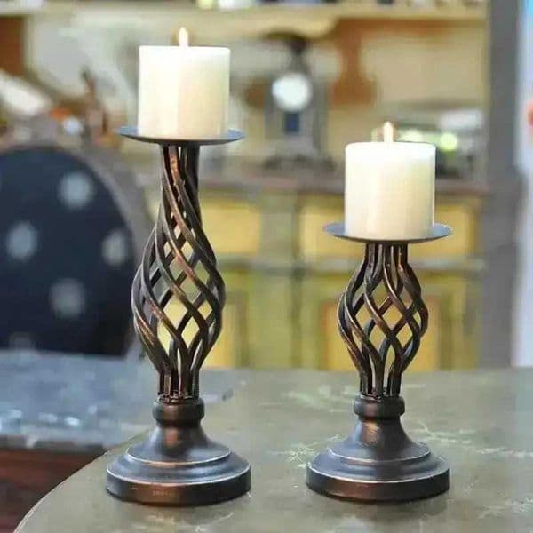 Atmosphere Restaurant Cafe Candlelight Candlestick Wedding Candlelight Dinner Prop Table Decoration Retro Candlestick Decoration L260519