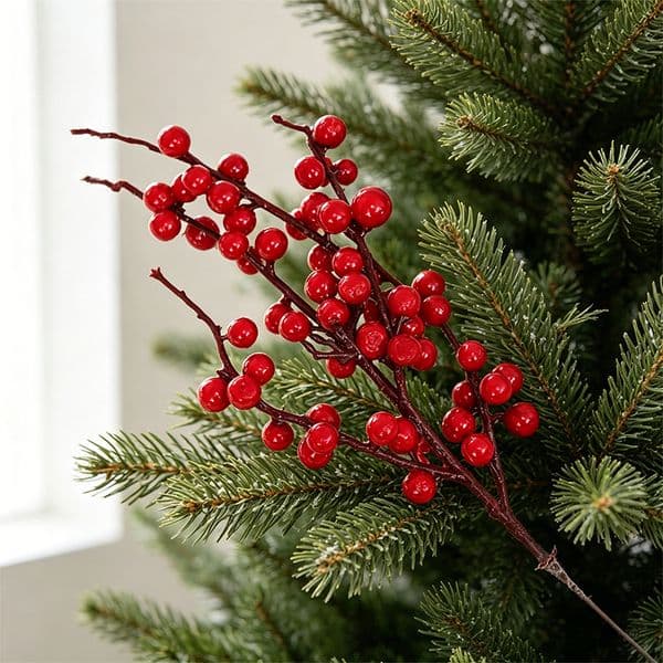 New Arrival Christmas Artificial Berry Branches Simulation Fruit Twigs Xmas Tree Wreath Scene Layout Home Holiday Decor Wholesale