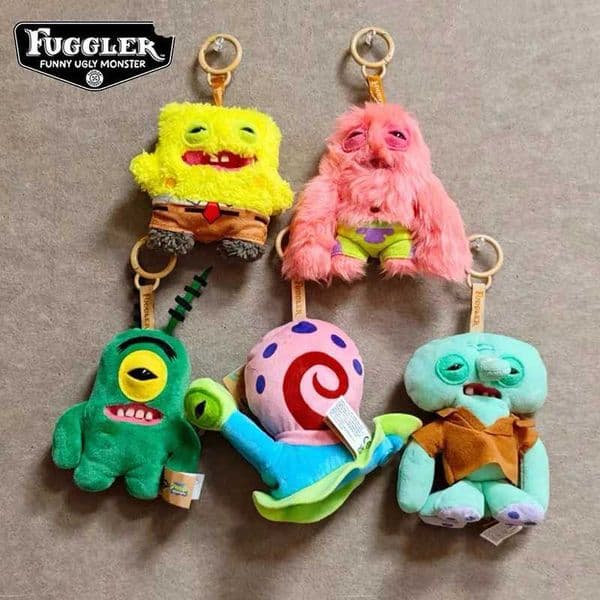 Fuggler SpongeBob Plush Pendant Ugly Cute Teeth Monster Keychain Kids Birthday Gift L260518SNA2