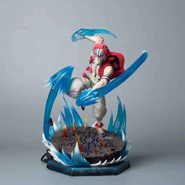 Hot 26cm Demon Slayer Kimetsu No Yaiba Akaza Upper Moon Three Battle Pose Anime Figure Statue Desktop Decoration Toy 26Li0519