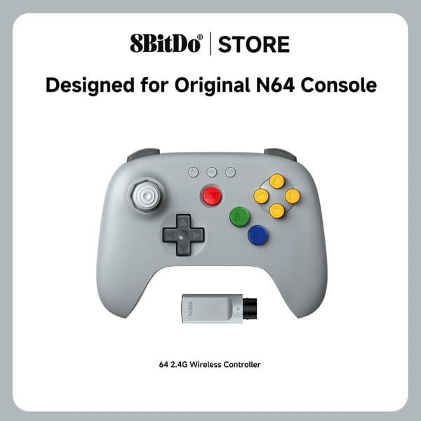 8BitDo 64 Controller with Hall Effect Joysticks for Analogue 3D Switch Switch 2 Windows and Android PC H260519