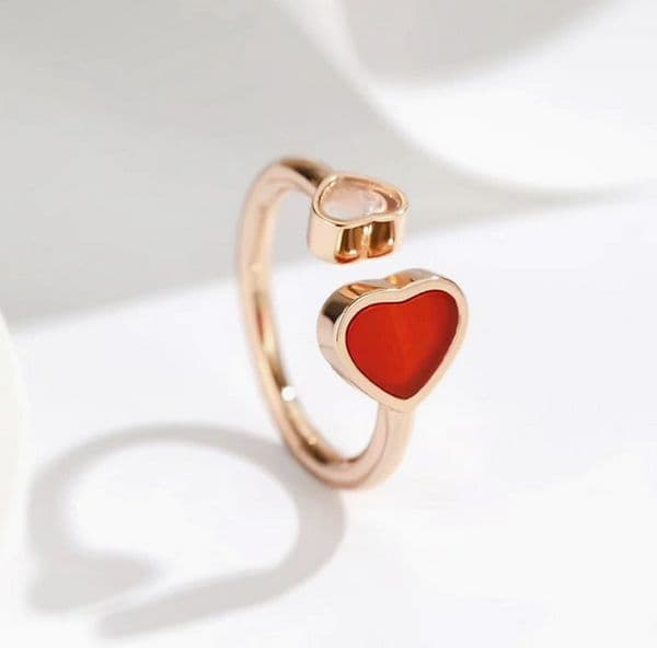New Trend Designer Heart Ring Women Heart Love Ring Trendy Double Heart Design Ring Ins Style Multi Color Heart Shaped Ring Fashion Ring Gift for Valentine's Day