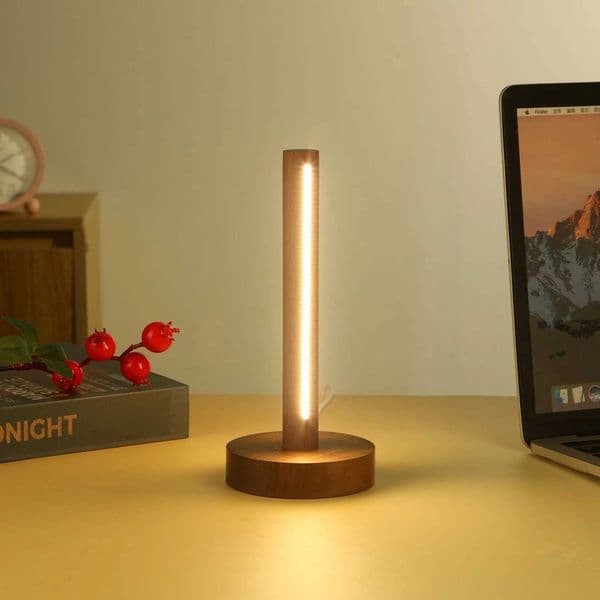 Natural Wood LED Table Lamp USB Powered Desk Lamp Retro Night Light Minimalist Bedside Lamp for Bedroom Ambient Lighting M260519