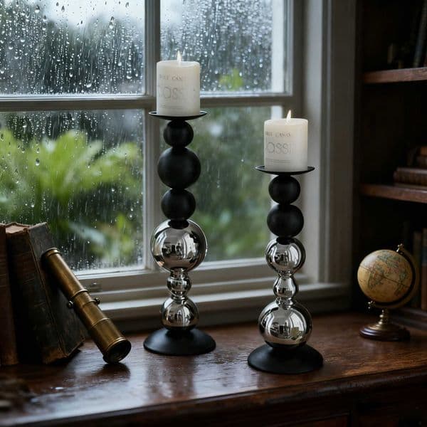 Nordic Black White Spherical Candlestick - Luxury Metal Candle Holder for Home Decor Dining Living Room Art Ornament L260519