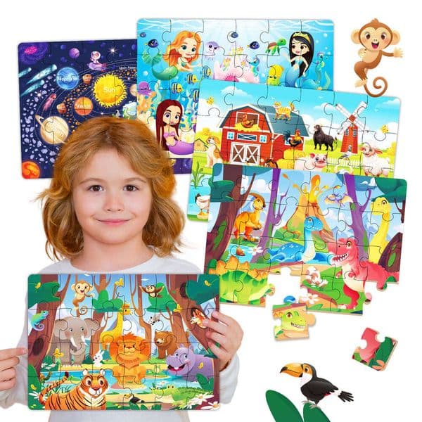 children's for ages 3-6, early education educational DIY cartoon animal dinosaur ocean scene paper puzzle