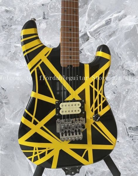 High Quality Yellow and Black Line Electric Guitars Floyd Rose Tremolo Bridge #142589