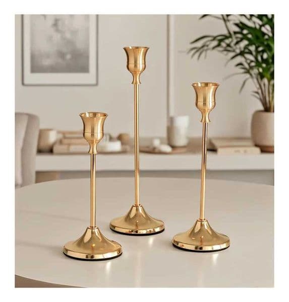 Set of 3 Vintage Metal Aluminum Candle Holders - Elegant Tabletop Decor for Wedding Home Hotel Decoration L260519