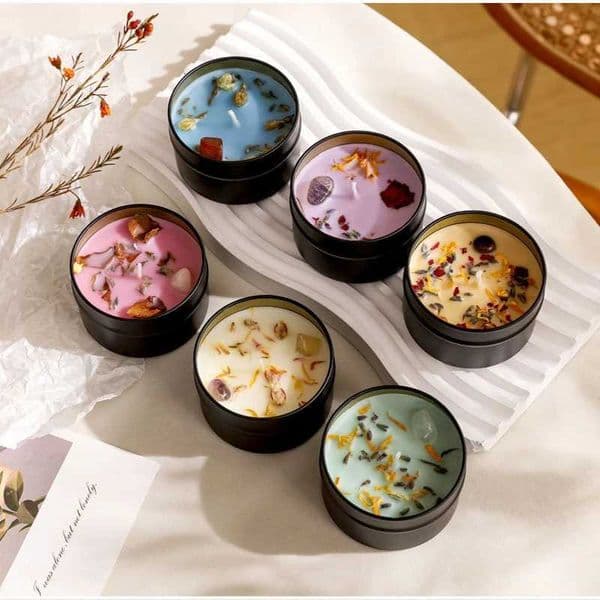 Crystal scented candles high-end iron cans soy wax dried floral scented candles wholesale scented candles hand held giftsJ260519