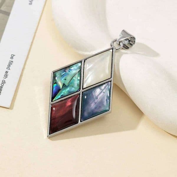 50x33mm Abalone White Color Blocking Prism Pendant Natural Shell Charms for Jewelry Making DIY Necklace Accessories