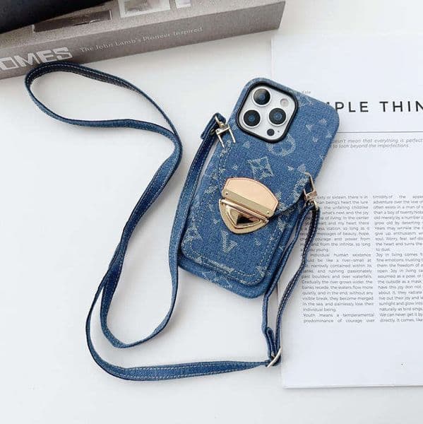 17 Pro Max Designer Phone Case denim iPhone Case with for iPhone 16 ProMax Cases Apple 15 14 13 12 Plus Cell Phone Cases Leather Mobile Cover Accessories lanyard E642