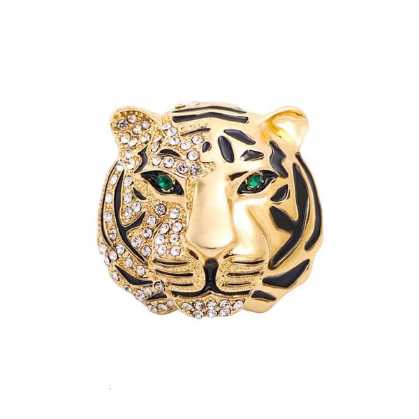 Vintage alloy fixed tiger head suit jacket pin, wholesale brooch, high-end light luxury men's accessory