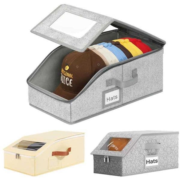 Stackable Baseball Hat Storage Box FoldableNon-woven Dustproof Storage Box for Home/Wardrobe/TravelGreat for Storage Display C260518