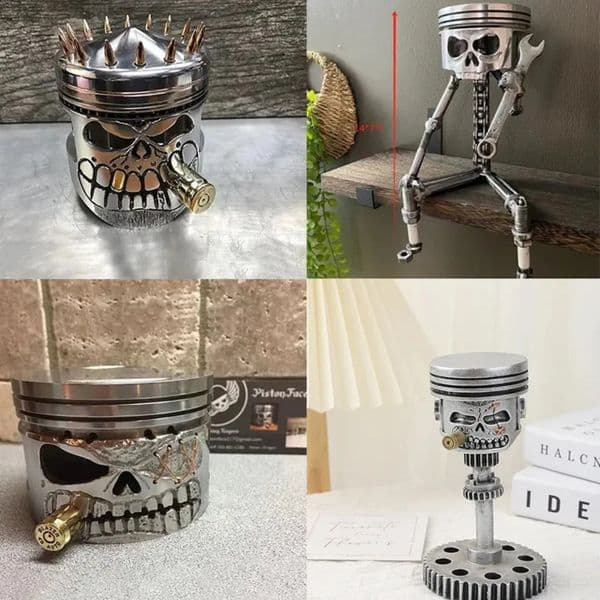 Yard landscape Decor Carving Piston Face Realistic Sculpture Skull Man Head Statue Office Home Table Gift Desk Halloween Decor Garden Ornament 020
