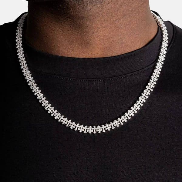 Luxury moissanite snowflake link hip hop chain necklace for men sparkling iced out fashion jewellery style