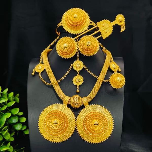 Dubai Indian African Black Rope Necklace Earrings Jewelry Set For Women 24K Gold Plated Nigeria Bridal Wedding Party Jewellery