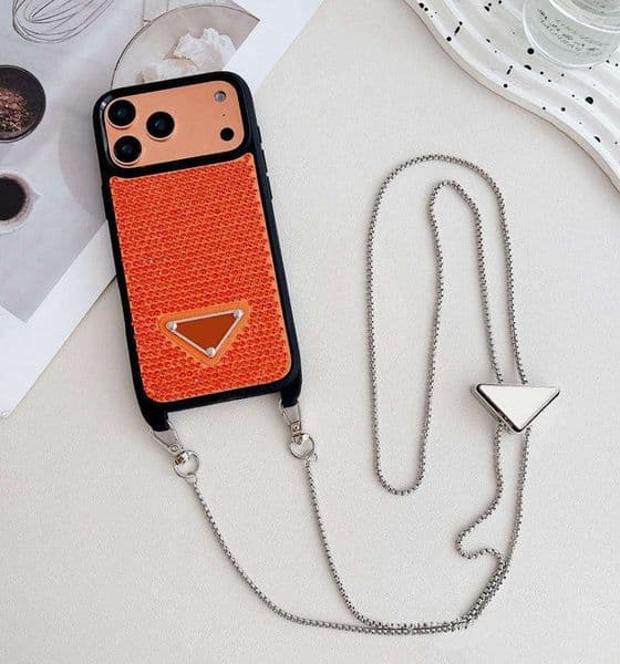 17 Pro Max Phone Case with diamonds iPhone Case Chain Chain Metal iPhone 17-11 Pro Max Wallet Case - Real Pickup Frame with Strap and Tether 5TRW