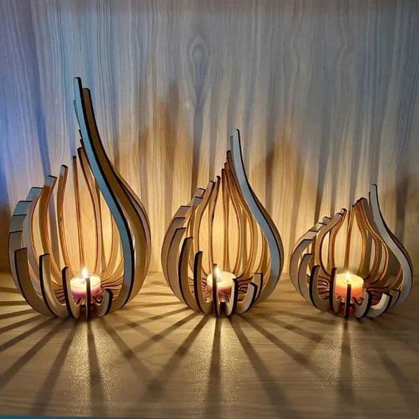 Handmade Candle Holder Made of Wooden DIY Artwork Holiday/desktop Decoration Romantic Decoration for Candlelight Dinner L260519
