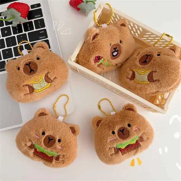 Cute Creative Squeaky Capybara Plush Doll Stuffed Toy Keychain Pendant Bag Hang Ornament Girly Backpack Charm Kids Birthday Gift L2605181X15