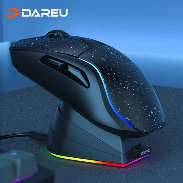 DAREU PC Gaming Mouse Tri-mode Connect Bluetooth Wired 2.4G Wireless Mice with Charging Base KBS Buttons Mous for Laptop Gamer W260519