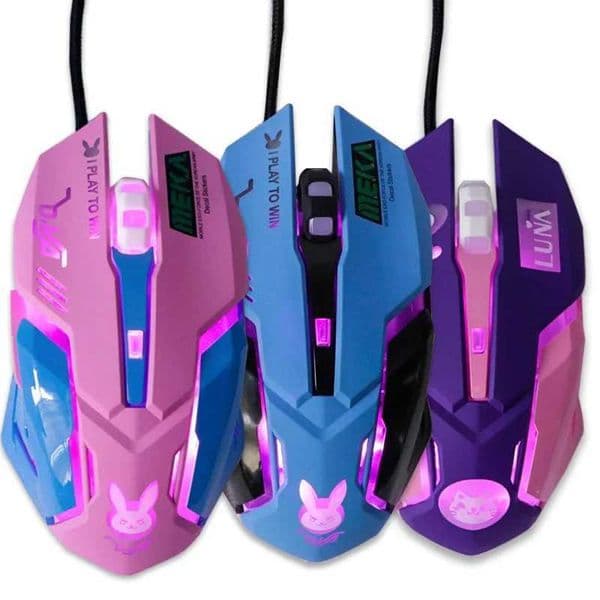 USB Wired Gaming Mouse Pink Computer Professional E-sports Mouse 2400 DPI Colorful Backlit Silent Mouse for Lol Data Laptop Pc Z260519