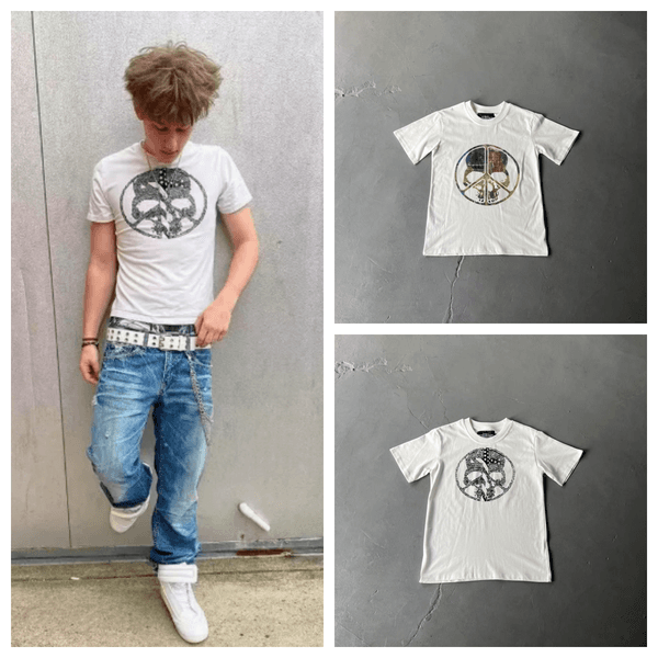 Men's T Shirts Y2K Peaceinwar Mens White Graphic Tee Streetwear Oversized Cotton T Shirt Retro Style Berlin Urban White Print Hip-hop Mens And Women Clothing