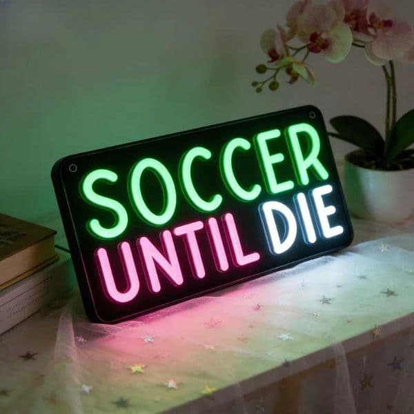 SOCCER UNTIL DIE LED Neon Sign Wall Art for Bedroom Game Room Decor Soccer Fan Gift Vibrant Team Spirit Lighting USB Powered H260520